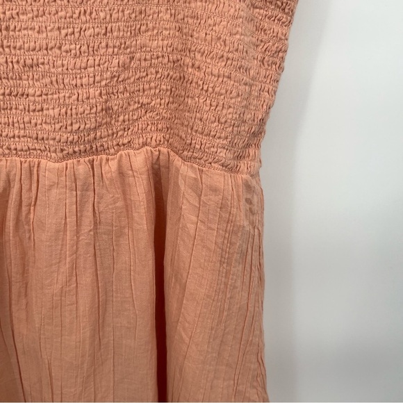 Aerie Size M Peach Mini Sundress Smocked Tie Shoulders Ruffle Western Prairie - Picture 5 of 12